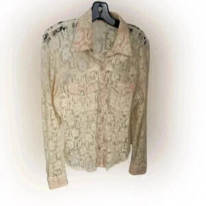 For Joseph woman’s snap down ivory lace shirt size Large